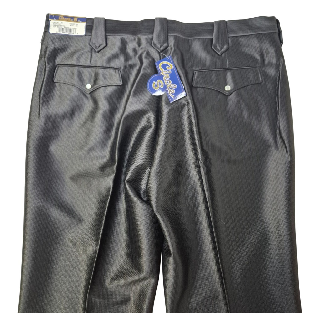 NWT Circle S Snap Pant Mens 40 Black Western Ranch Cowboy Dress Slacks Raw Hem